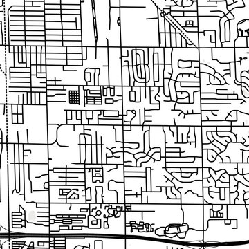 Symbol Map of the City Kentwood (Michigan, USA) showing the city center with a simple road network of black lines