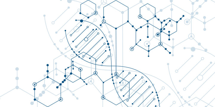 Dna Double Helix Illustration With Connecting Nodes On White Background