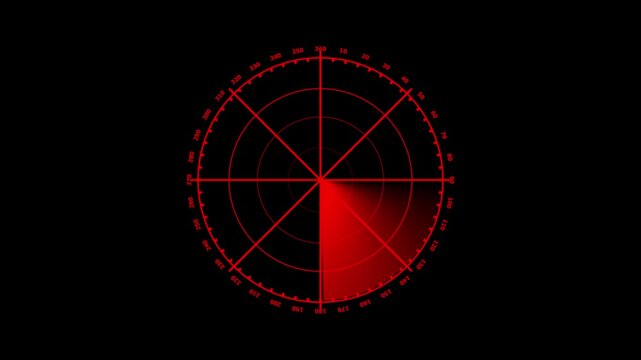 Green radar concept. Digital realistic radar with targets on monitor in searching .Animated glowing neon radar icon with rotating scan line and circular grid. Futuristic HUD style on dark background.