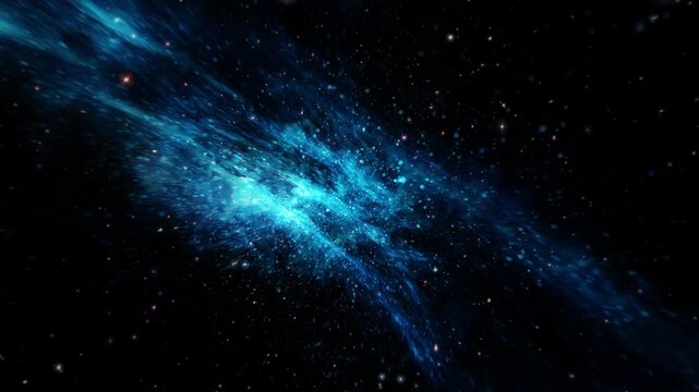 4K 3D Loop glow blue nebula star space travel in outer space science fiction abstract background.  Blue orange cloud spce galaxy travel abstract digital animation 