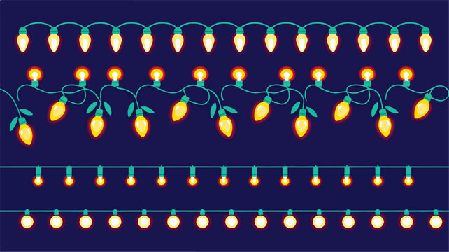 An illustration of decorative string lights on a dark background