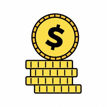 Coin Stack Flat design style icon animation with minimal, smooth transitions, and simple. No background. Alpha Channel