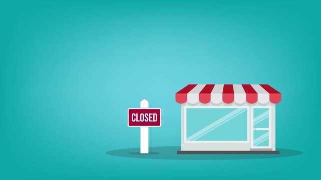 Closed Retail Storefront With Shutdown Sign Business Closure And Economic Downturn Animation