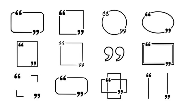 Minimal Monochrome Quote Border Frame Collection with Modern Line Icons for Testimonials and Reviews