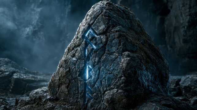 Mysterious Glowing Runes Carved into Ancient Rock
