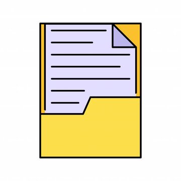 Document Folder Flat design style icon animation with minimal, smooth transitions, and simple. No background. Alpha Channel