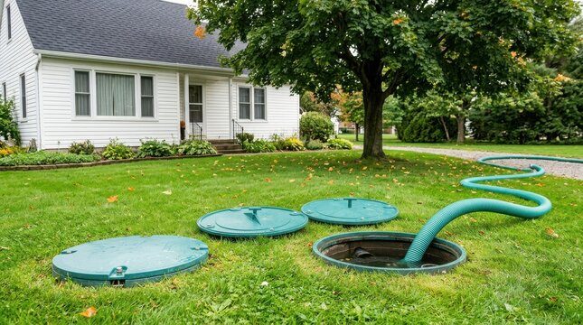 Septic tank pumping service at a residential home