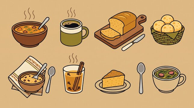 Collection of Brazilian Food and Drinks Icons
