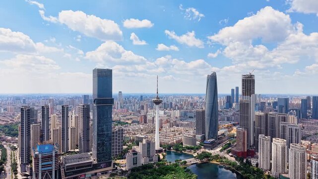 Aerial view of the TV tower on Youth Street in Shenyang, Liaoning Province, China