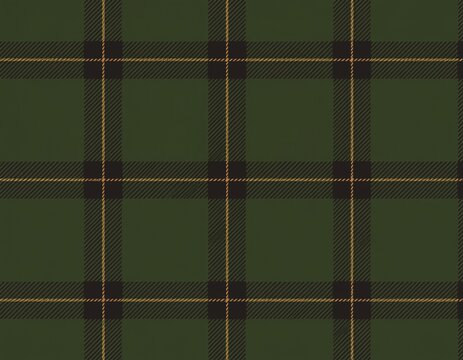 Seamless dark green and black plaid pattern with yellow lines