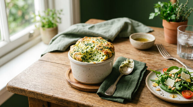 Spinach souffle, popular French dish