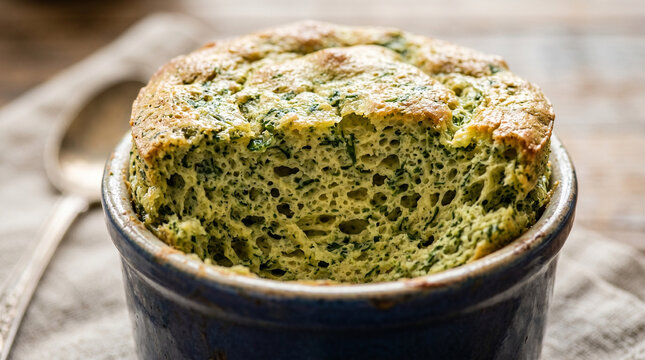 Spinach souffle, gourmet food 