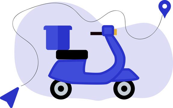 illustration of a blue delivery order motorbike on a white background. Modern delivery order concept featuring fast shipping, courier service, package delivery, and online ordering. Ideal for e-commer