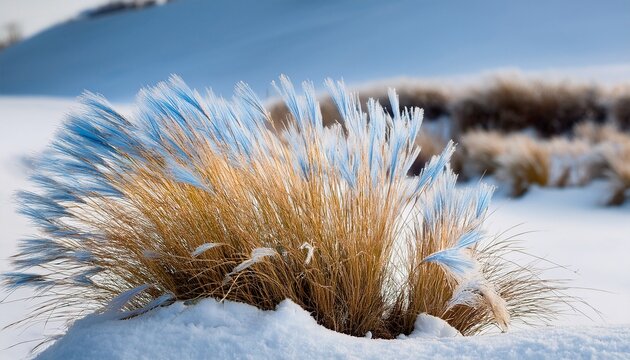 Blue Gramma Grass Bouteloua Gracilis In Snow
