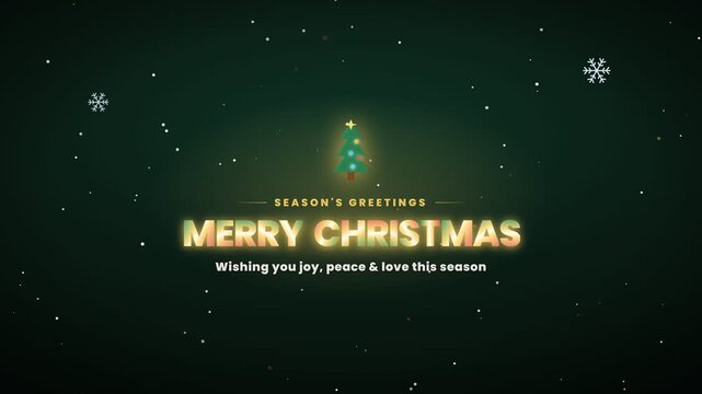 Merry Christmas elegant gold greeting animation with Christmas tree and ornamental frame