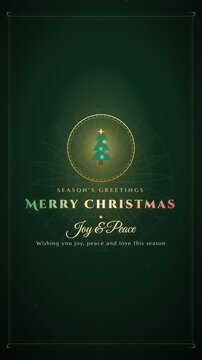 Merry Christmas elegant gold greeting animation with Christmas tree and ornamental frame