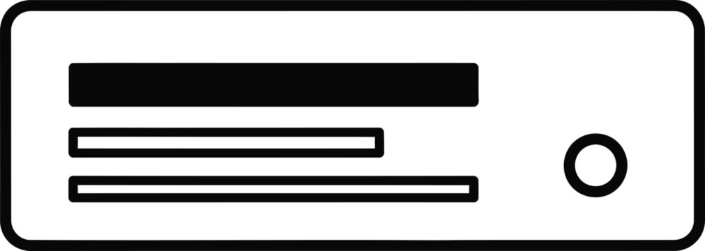 Minimalist rectangular user interface element with simple line graphics interface rectangle template application software structure