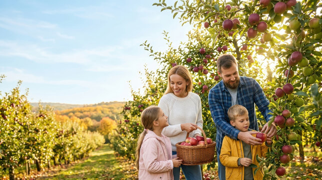 Harvesting Fresh Apples in a Picturesque Orchard