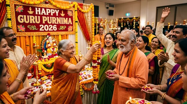 Happy Guru Purnima Celebration: Family & Friends Offer Flowers