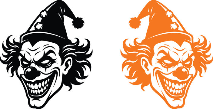 Joker Face Halloween Spooky Illustration Clown on a transparent background