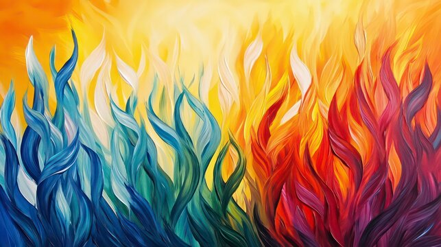 Vibrant abstract art with flames in diverse colors representing passion and creativity.