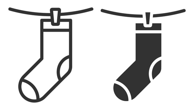 sock icon set line and solid style clothing garment on transparent background