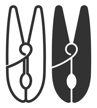 clothespin icon set vector illustration on transparent background