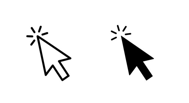 Computer mouse pointer arrow cursor symbols set with computer