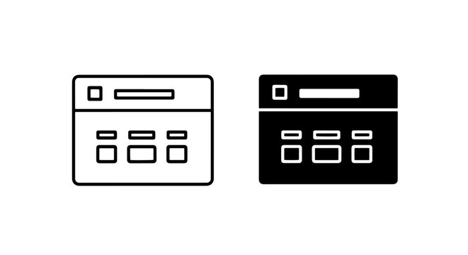 Web browser window interface layout icon set with interface, software