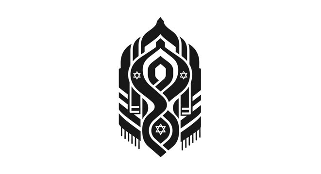 Abstract religious symbol featuring a stylized tallit prayer shawl with Star of David.