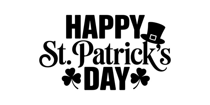 Happy st patricks day text design with leprechaun hat and shamrock clover icons Vector, illustration