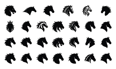 Fototapeta premium Horse head mascot logo silhouette pack vector illustration