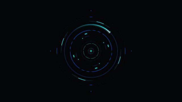 Futuristic hud circular interface animation digital tech target scan overlay technology