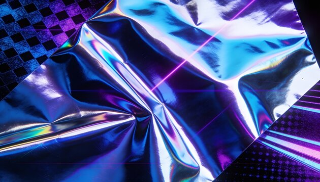 Abstract holographic iridescent background with liquid metallic chrome sheen and vibrant pearl colors