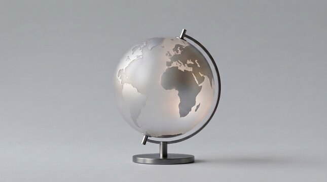 A globe on stand, symbolizing global perspective, modern design and interconnected world.