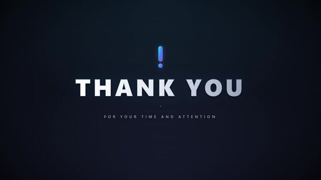 Thank you animated text overlay with modern gradient exclamation point for presentations