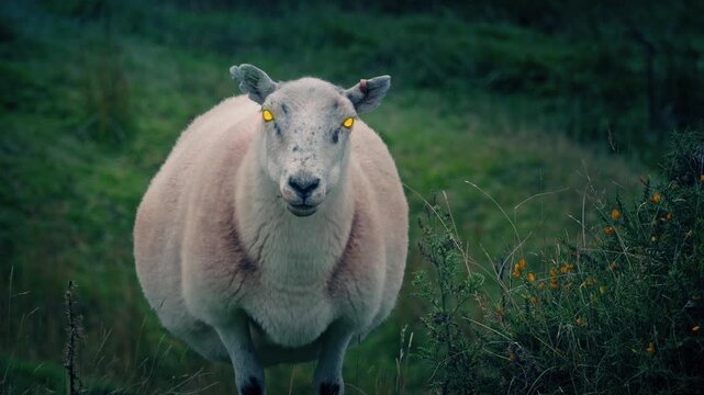 Zombie Sheep Looking Forward With Glowing Eyes