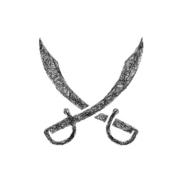 Sketch monochrome paired scimitars icon design