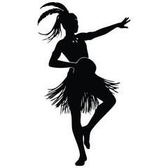 Hula dancer silhouette vector illustration performing traditional pacific islander dance. © MdBacchu