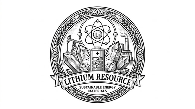 Lithium Resource Emblem Sustainable Energy Materials Illustration.