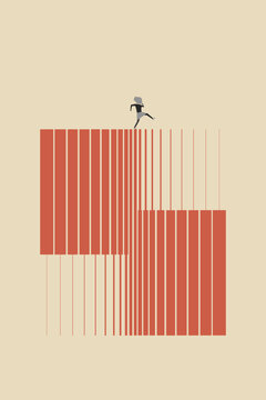 Business woman walking careful. Job opportunity and career. concept of under pressure. risk, financial, and tax