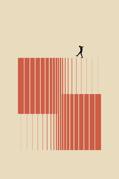 Businessman walking careful. Job opportunity and career. concept of under pressure. risk, financial, and tax