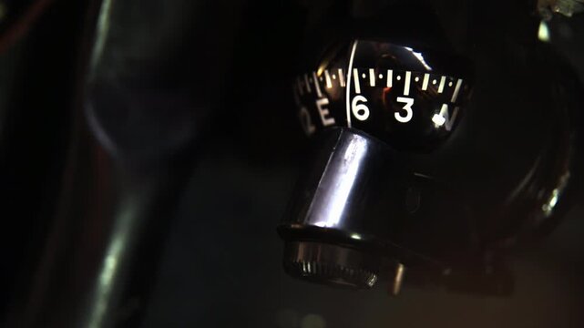 Vintage Fighter Jet Cockpit Compass Close Up - 4K