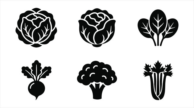 Fresh Vegetable Icons, Healthy Produce Vector Set, Organic Food Graphics, Farm Market Elements
