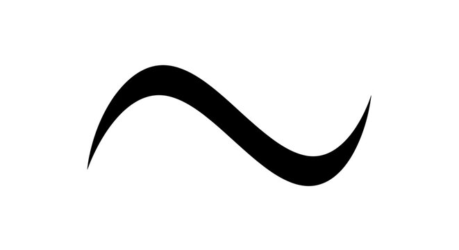 Black tilde symbol isolated on a plain white background.