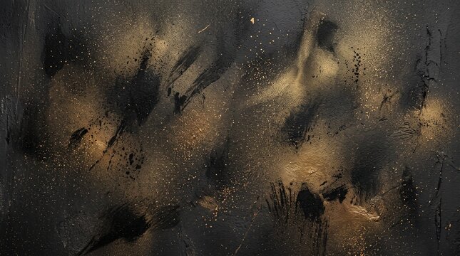 Black and Gold Spray Paint Background with Empty Luxury Grunge Texture