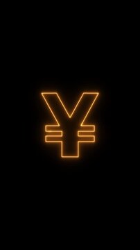 Glowing neon Japan yen sign Icon animation, financial symbol, digital currency icon. Neon glowing animation. Business and finance conceptual neon light pound icon 4k stock video.	