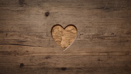 Fototapeta premium rustic wood with heart-shaped opening
