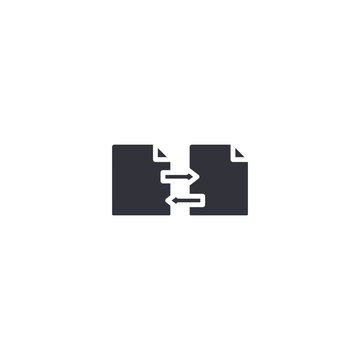 Broken file synchronization icon symbolizing data conflicts, website migration issues, synchronization errors, file management, and troubleshooting processes.