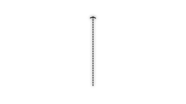 Black dashed vertical line with an arrow at the pointing upwards on a white background representing a simple navigation or direction indicator